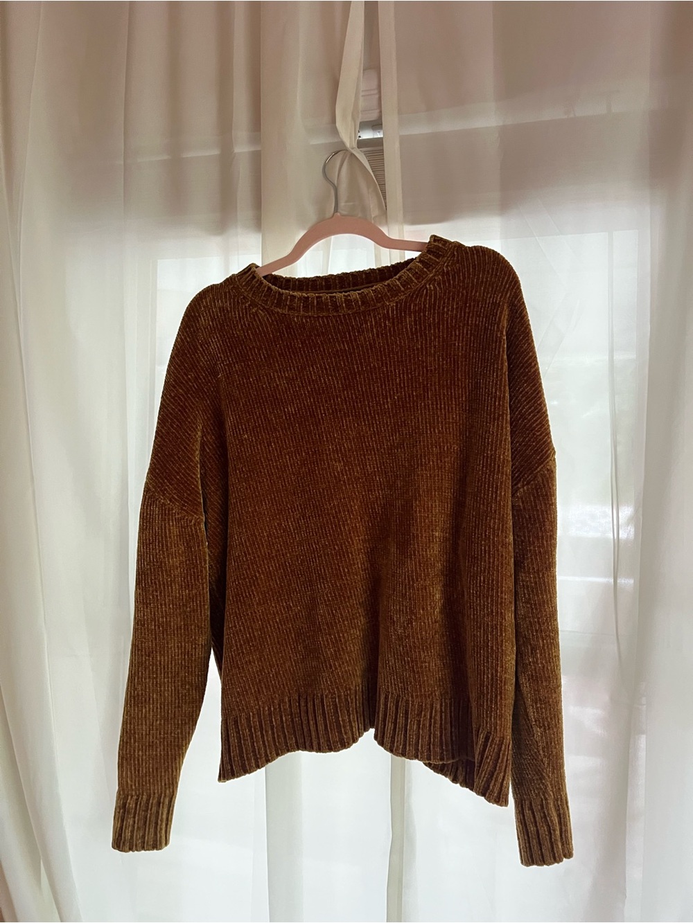 Cozy Ribbed Chenille Sweater - Golden Yellow/Brown